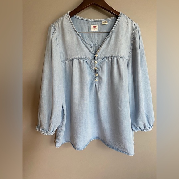 Levi’s “Halsey” Blouse Lightweight 3/4 Sleeve Flowy Size XL - Picture 4 of 13